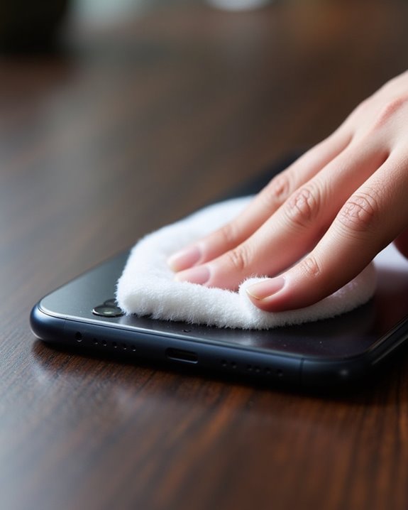 gently wipe lint free cloth